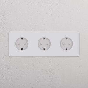 Grove Gniazdo Schuko typu F x 3 w potrójnej ramce – Do malowania, Biały