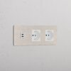 Grove Gniazdo USB-C 30 W i Schuko/Bipasso x 2 w potrójnej ramce – Satynowy nikiel, Biały