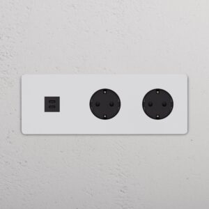 Grove Gniazdo USB-C 30 W i Schuko typu F x 2 w potrójnej ramce – Do malowania, Czarny