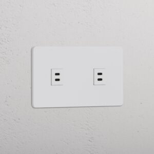 Grove Gniazdo USB-C 30 W x 2 w podwójnej ramce – Do malowania, Biały
