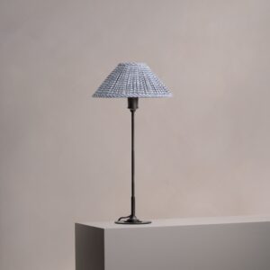 Cotswold średnia plisowana lampa stołowa niebieskoszary – Brąz