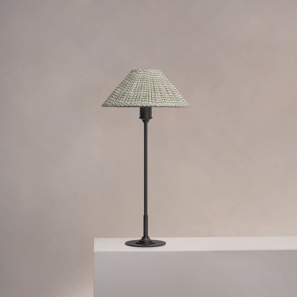 Cotswold średnia plisowana lampa stołowa zielony mech – Brąz