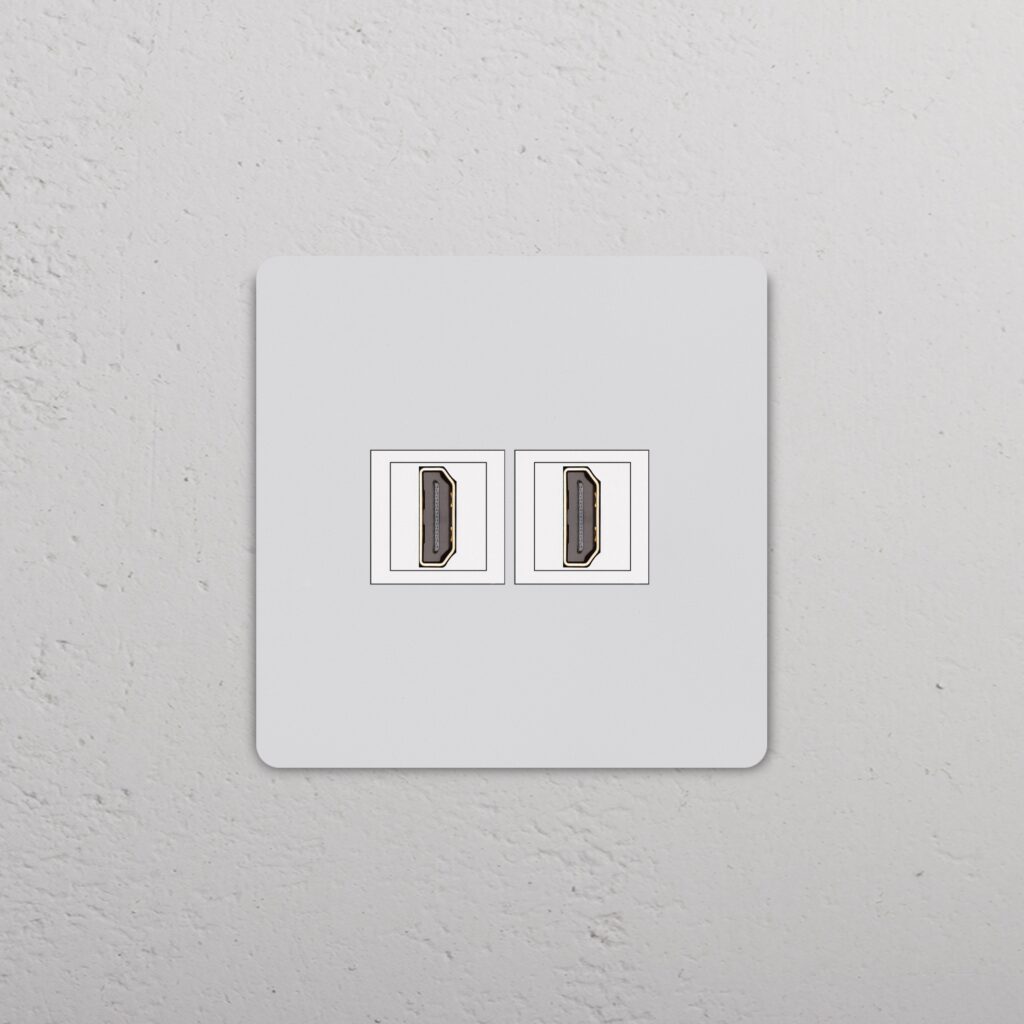 Grove Gniazdo HDMI x 2 w pojedynczej ramce – Do malowania, Biały