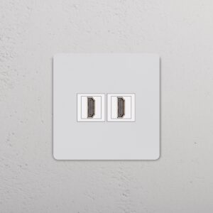 Grove Gniazdo HDMI x 2 w pojedynczej ramce – Do malowania, Biały