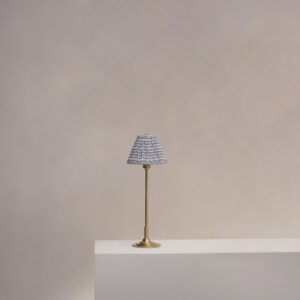 Cotswold mała plisowana lampa stołowa niebieskoszary – Antyczny mosiądz