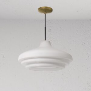 Brookfield duża lampa wisząca z opalowym szkłem – Antyczny mosiądz