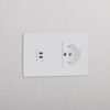 Grove Gniazdo USB-C 30 W i Schuko/Bipasso w podwójnej ramce – Do malowania, Biały