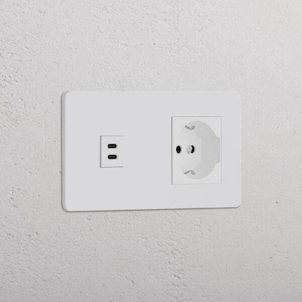 Grove Gniazdo USB-C 30 W i Schuko/Bipasso w podwójnej ramce – Do malowania, Biały