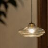 Brookfield duża lampa wisząca z ryflowanym szkłem – Antyczny mosiądz