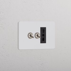 Grove IT Grove 3-Module 2x Toggle Switch & Bipasso Socket – Paintable Satin Nickel Black