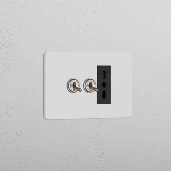 Grove IT Grove 3-Module 2x Toggle Switch & Bipasso Socket – Paintable Satin Nickel Black