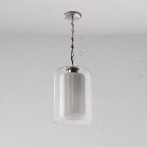 Windsor średnia lampa wisząca z opalowym szkłem – Polerowany nikiel