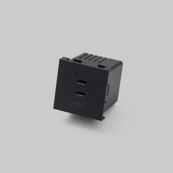 Moduł USB C + C Quickcharge 45 mm – Czarny