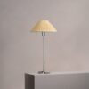 Cotswold średnia plisowana lampa stołowa lniany odcień żółci – Satynowy nikiel