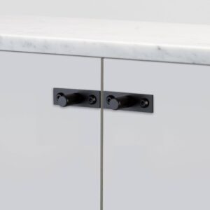 Gałka meblowa z podkładką Linear Plate 12 (zestaw 2 szt.) – Czarny