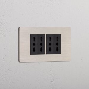 Grove 4-Module 4x Bipasso Socket – Satynowy nikiel, Czarny