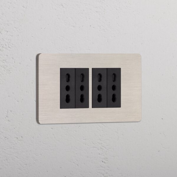 Grove 4-Module 4x Bipasso Socket – Satynowy nikiel, Czarny