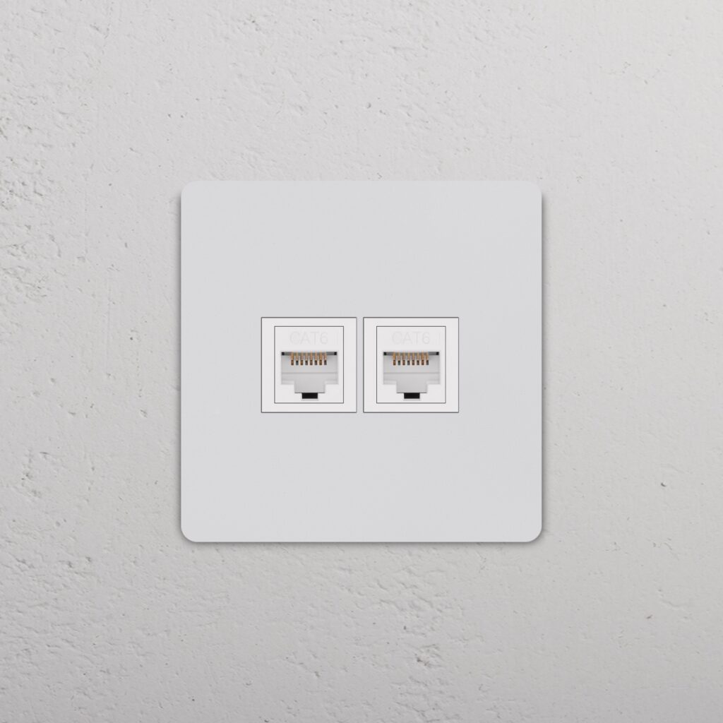 Grove Gniazdo RJ45 x 2 w pojedynczej ramce – Do malowania, Biały