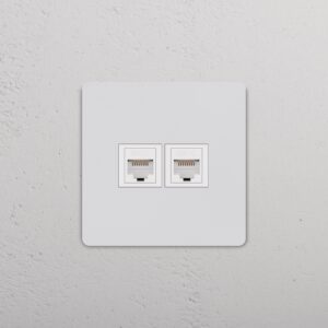 Grove Gniazdo RJ45 x 2 w pojedynczej ramce – Do malowania, Biały