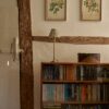 Cotswold mała plisowana lampa stołowa zielony mech – Antyczny mosiądz