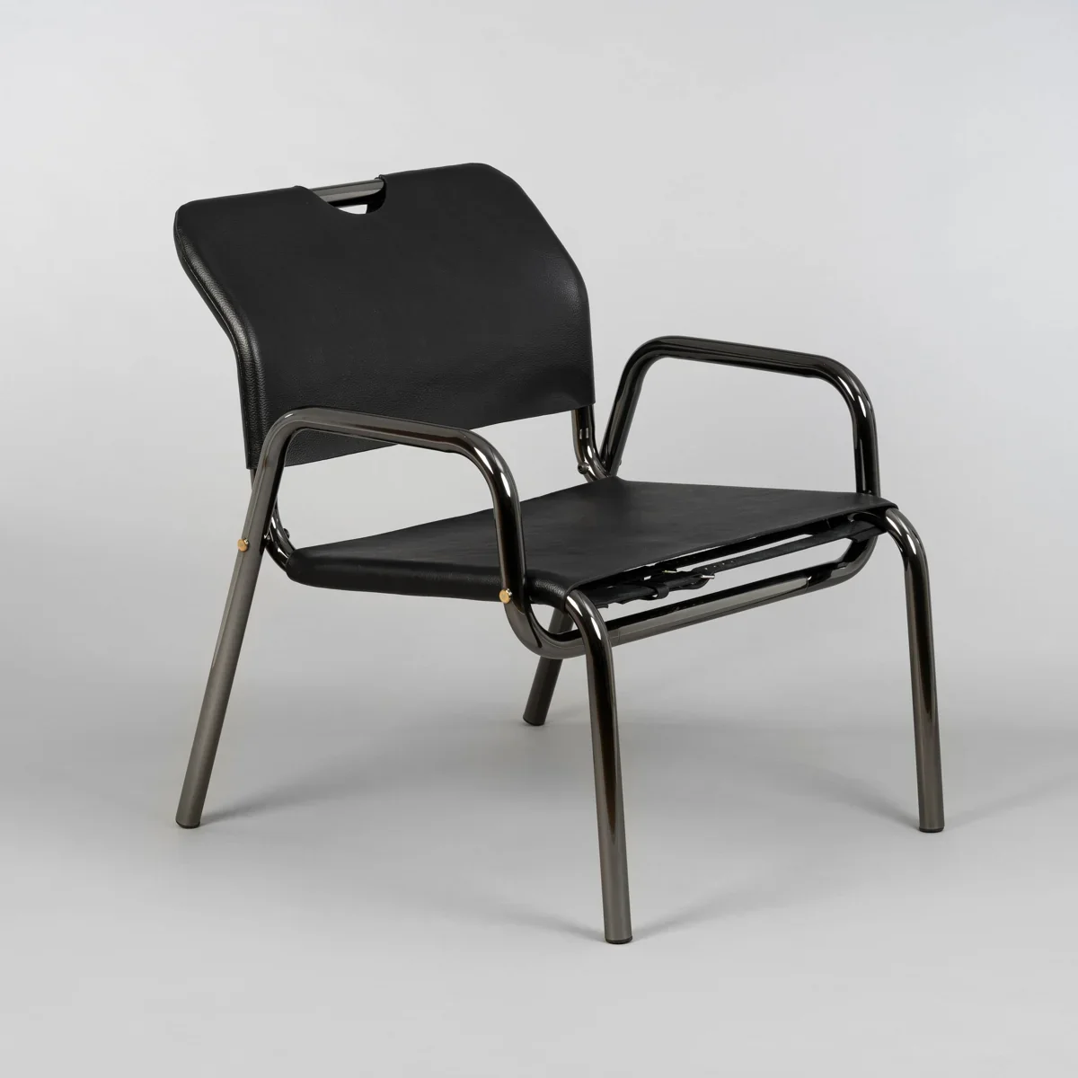 Krzesło modułowe lounge Chopper Chrom z mi detalami – Czarny