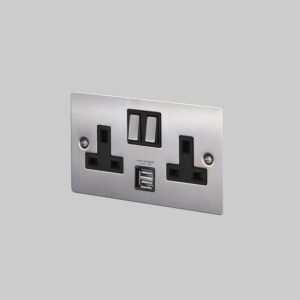 Gniazdo podwójne z USB Typ G UK 2G Standard Brytyjski – Srebrny (UK)