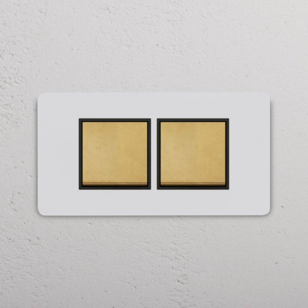 Grove 4-Module 2x Rocker Switch – Paintable Antique Brass, Czarny