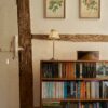 Cotswold plisowana lampa stołowa zielony mech z możliwością ładowania – Satynowy nikiel
