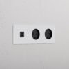 Grove Gniazdo USB-C 30 W i duńskie typu K x 2 w potrójnej ramce – Do malowania, Czarny