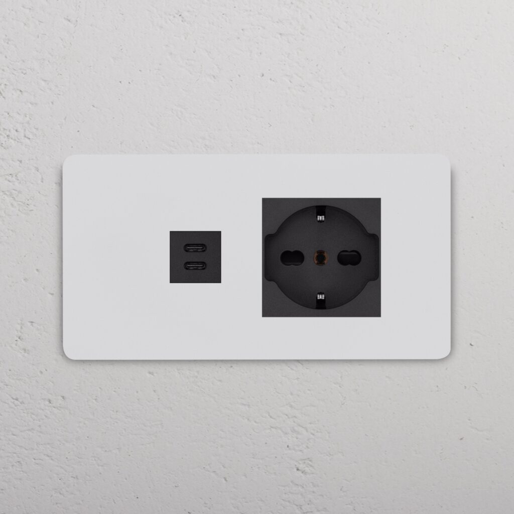 Grove 4-Module USB-C 30W & Schuko/Bipasso Socket – Paintable Black