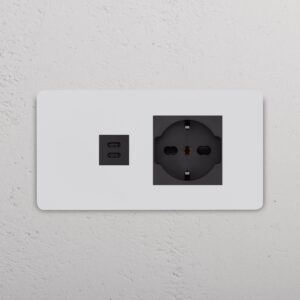 Grove 4-Module USB-C 30W & Schuko/Bipasso Socket – Paintable Black