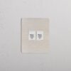 Kew Gniazdo RJ45 x 2 w pojedynczej ramce – Satynowy nikiel, Biały