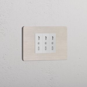 Grove 3-Module 3x Bipasso Socket – Satynowy nikiel, Biały