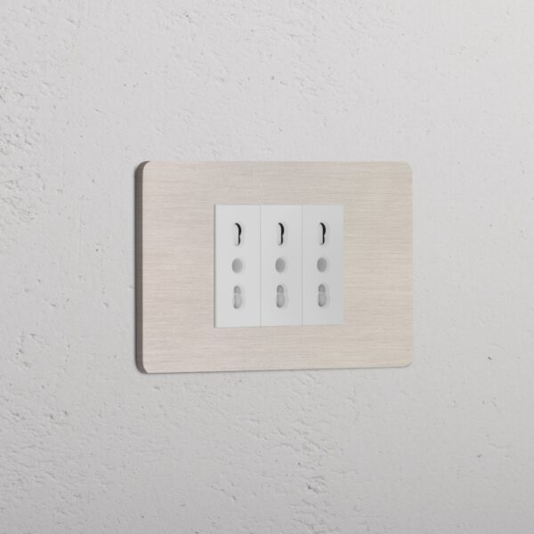 Grove 3-Module 3x Bipasso Socket – Satynowy nikiel, Biały