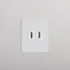 Grove Gniazdo HDMI x 2 w pojedynczej ramce – Do malowania, Biały