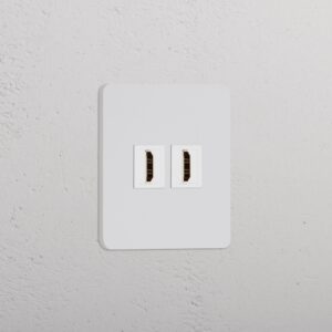 Grove Gniazdo HDMI x 2 w pojedynczej ramce – Do malowania, Biały