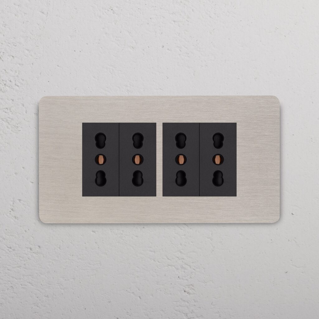 Grove 4-Module 4x Bipasso Socket – Satynowy nikiel, Czarny