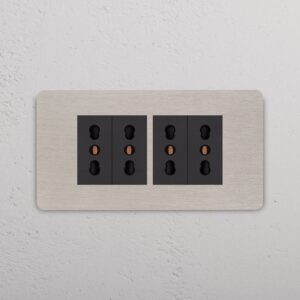 Grove 4-Module 4x Bipasso Socket – Satynowy nikiel, Czarny