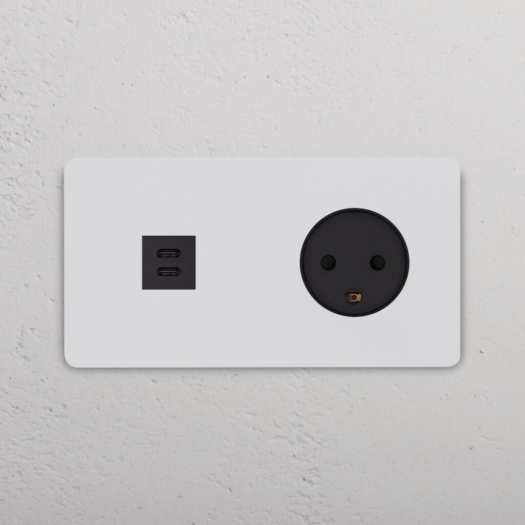 Grove Podwójne gniazdo USB-C 30 W i gniazdo duńskie typu K – Do malowania, Czarny