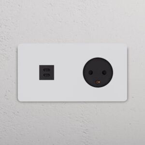 Grove Podwójne gniazdo USB-C 30 W i gniazdo duńskie typu K – Do malowania, Czarny