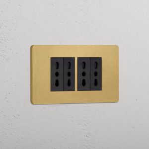 Grove 4-modułowy z 4 gniazdami Bipasso – Antyczny mosiądz, Czarny