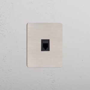 Kew Gniazdo RJ45 w pojedynczej ramce – Satynowy nikiel, Czarny