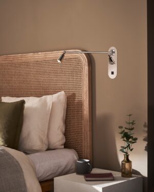Sloane lampka do czytania z 2 włącznikami dźwigniowymi oraz USB-C – Polerowany nikiel