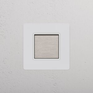 Kew Zwierny włącznik klawiszowy w pojedynczej ramce – Satynowy nikiel do malowania, Biały