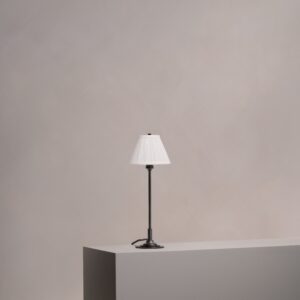 Cotswold mała plisowana lampa stołowa biały alabaster – Brąz