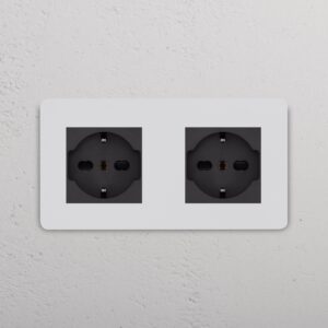 Grove Gniazdo Schuko/Bipasso x 2 w podwójnej ramce – Do malowania, Czarny