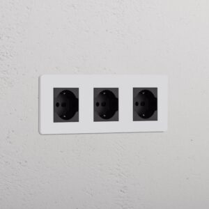 Grove Gniazdo Schuko/Bipasso x 3 w potrójnej ramce – Do malowania, Czarny