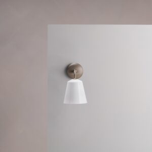 Richmond mały kinkiet ścienny z delikatną porcelaną – Satynowy nikiel