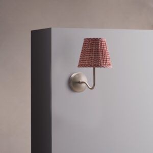 Malvern średni plisowany kinkiet ścienny ceglastoczerwony – Satynowy nikiel