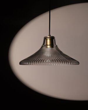 Hammersmith duża lampa wisząca z ryflowanym szkłem – Antyczny mosiądz
